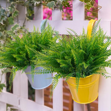 10 Stück Künstliche Pflanzen Wie Echt Farn Kunstpflanze für Draußen Grün Plastik