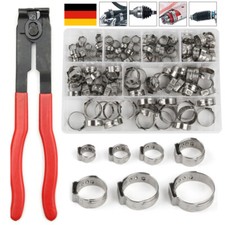 140-tlg 1 Ohr Schlauchschellen Edelstahl Sortiment Set Schlauchklemmen Zange 