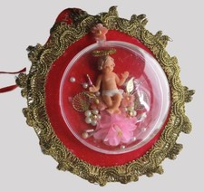 Christbaumschmuck Handarbeit Klosterarbeit Jesus Kindlein Fatschenkind Glaskugel