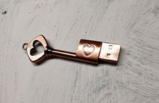 USB Stick Metall Antik Schlüssel mit Herz Geschenk Liebe Schloss Kupfer massiv