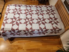 Traditioneller Original Amerikanischer Quilt. Windmill. Vintage. Handarbeit 