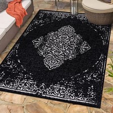 Outdoor Teppich Flachgewebe Vintage Design Wetterfest für Terrasse Balkon Küche