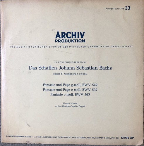 Bach helmut walcha fantasien - /,