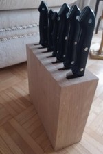 Holz Block massiv Messerblock Buche?+ 6 Messer/1 Gabel 26x23,5x9cm NACHLASS
