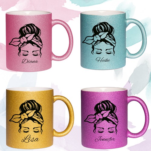 Tasse mit namen glitzer - tasse,