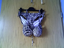 Schwarz-weißer leopardenlook Bikini mit Glitzersteinchen Gr.40