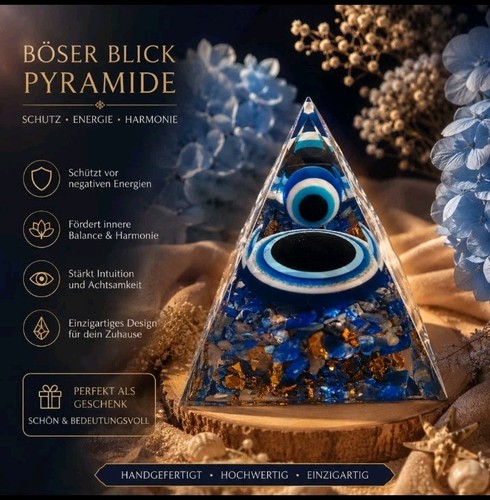 Blaue goldene pyramide - blaue,