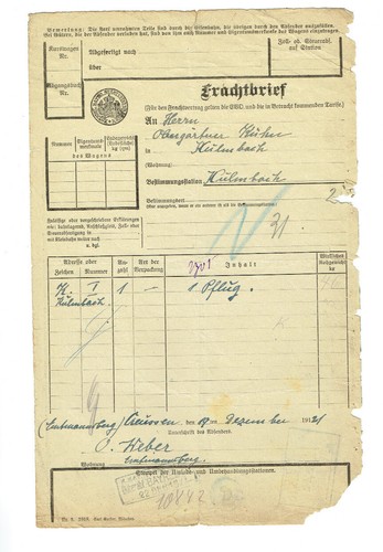 Frachtbrief 1921 creußen - frachtbrief,