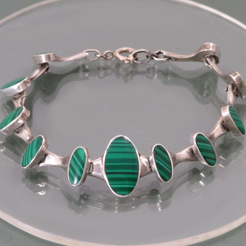 Design silber armband malachit - silber,