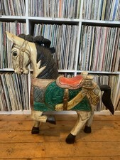 Antike Pferdefigur Deko aus Holz Vintage Statue  groß 64 cm Holzschnitzerei