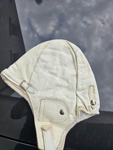 Weißen leder fliegermütze - leder,