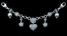 Edle Oktoberfest Charivari Kette Trachtenschmuck Miederkette Edelweiß - Herz Neu