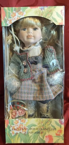 Puppe mädchen porzellan korb - mädchen,