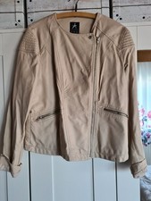 Primark Jacke Damen beige Gr. 42 Kunstleder Biker