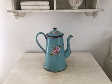 Alter Emaille Krug Kanne Shabby Frankreich Rosendekor Brocante Landhaus Emaile