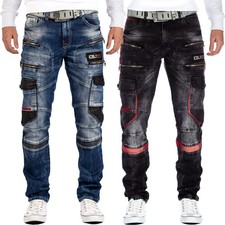 Cipo & Baxx Herren Jeans Hose Besonderes Zweifarbig Cargo Streetwear Übergroß