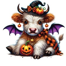 3x Halloween Highland cow car