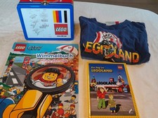 4 tlg. Lego Set - Lego Buch Legoland, Wimmelbuch, Tshirt Pirat, Blechkoffer 