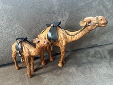 Kamel Figuren Antik Leder Handgeschnitzt Holz Vintage Oriental Liberty London