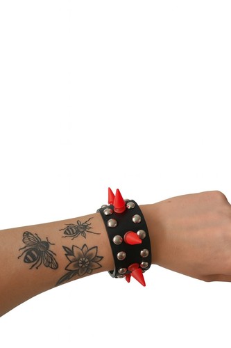 Lederarmband schwarz mit roten - lederarmband,