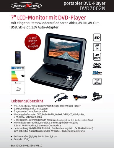 Reflexion dvd7002n portabler - reflexion,
