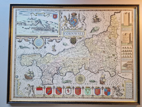 Antike karte von cornwall - karte, 1610