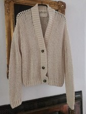 Strickjacke, Baumwolle, Gr. 38,oversize,helles Beige