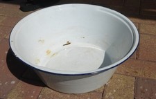 alte Emailschüssel Schüssel Email Wanne weiß rund 🎏 dicht PFLANZSCHALE Garten