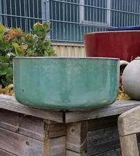 NEU! Große Pflanzschalen ø 38 cm aus winterfesten Steinzeug grün glasiert