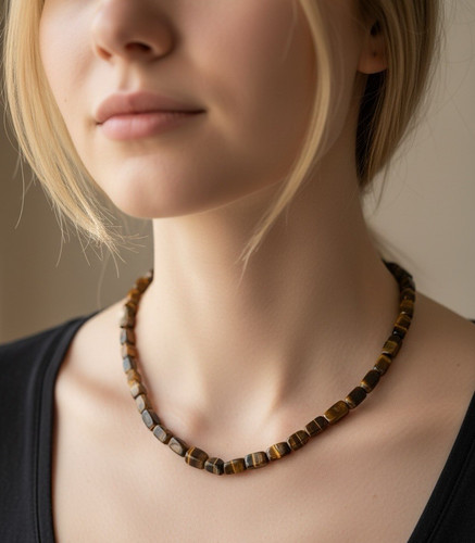 Halskette collier tigerauge - halskette,
