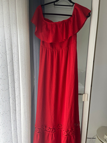 Damen maxikleid lang rot - h&m,