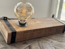 Wandlampe VINTAGE * Regal m.Beleuchtung * Wandleuchte Holz Metall Industrielook