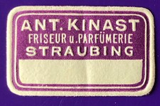 Reklamemarke Werbemarke posterstamp Straubing Friseur Parfümerie Ant. Kinast