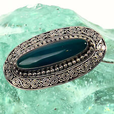 Brosche aus massivem Silber Grüner Stein Keltisch inspirierte Motive