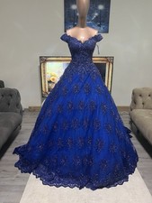 GANZ NEU/ SUPER PREIS Hennakleid mit Perlen Parlementsblau Gr:38-40