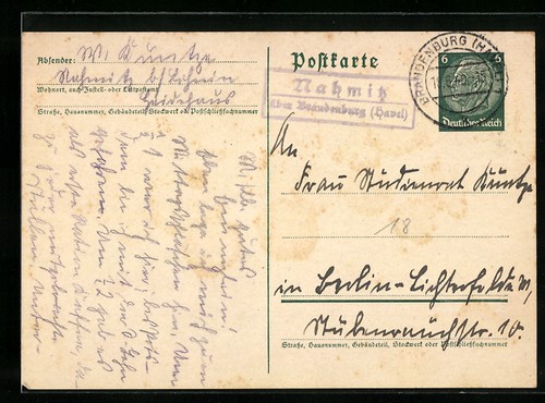 Landpoststempel nahmitz über - landpoststempel,