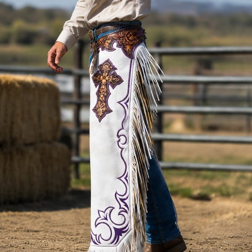 Weiße echt leder rodeo - leder, chaps