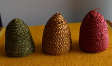 3 Korb Eierwärmer Frühstück Ei Tischdeko Eiermütze Eierhut Deko original VINTAGE