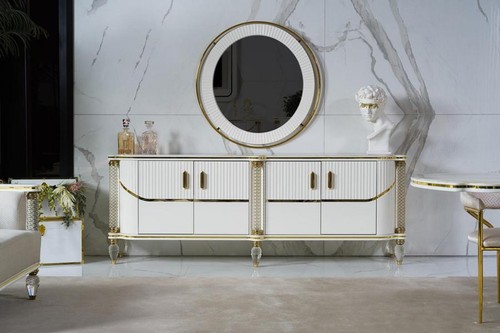 Weißes sideboard mit spiegel - weißes,