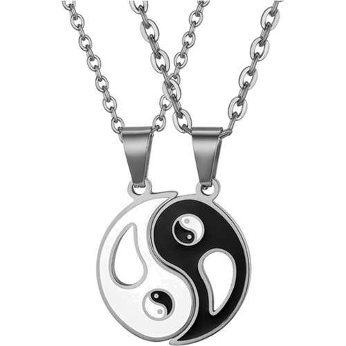 Yin yang anhänger halskette - yin,
