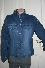 BIANCA MARIA CASELLI Jeans Jacke gefüttert  blau mit Straß TOP in Gr.  XL 38/40