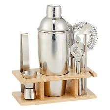 Cocktail Shaker Cocktail Maker Set Edelstahl mit Ständer 8tlg Barkeeper Set