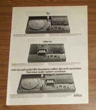 Seltene Werbung vintage BRAUN AUDIO SYSTEM P C PC 4000 HiFi Kompaktanlagen 1978