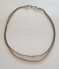 Doppelreihiges "Fossil" Vintage Collier aus 925er Silber 43cm
