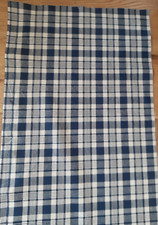 Stoffrest Patchworkstoff Baumwolle PATCH  KARO BLAU- CREME , 1,50 M x 32 cm