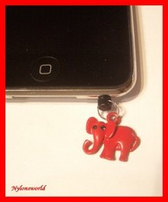 Süßer Smartphone Handy Staubschutz Stöpsel Stecker roter Elefant NEU   (c963)