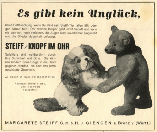 Steiff bär und hund reklame - bär,