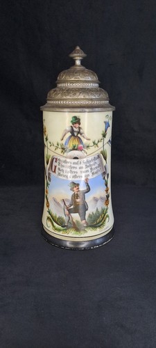Alter bierkrug mit zinndeckel - alter,