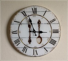 Wanduhr Glas Rund BESTECK Gabel Löffel Küche Esszimmer Landhaus Shabby NEU