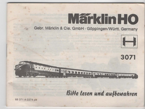 Anleitung 3071 märklin tee - anleitung, h0